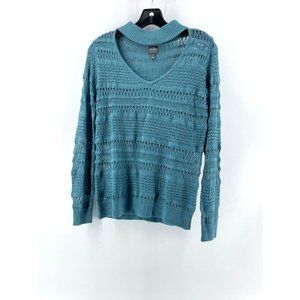 Soho NY Company Jeans Women's Long Sleeve Open Knit Green Sweater Size XS